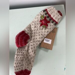 Lost Horizons Women’s Wool Socks Natural Floral NWT